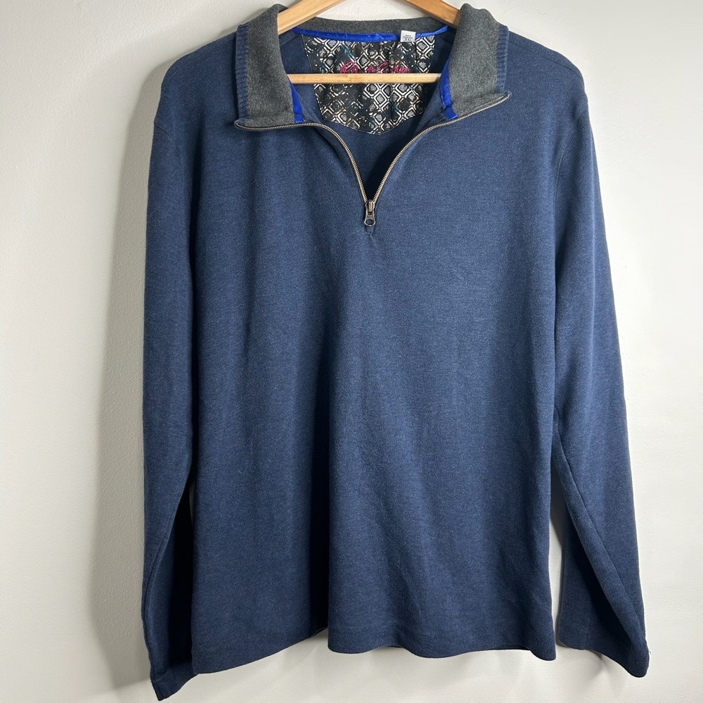 Robert‎ Graham Mens Blue Classic Fit 1/4 Zip Pullover Sweater XL Athleisure Golf